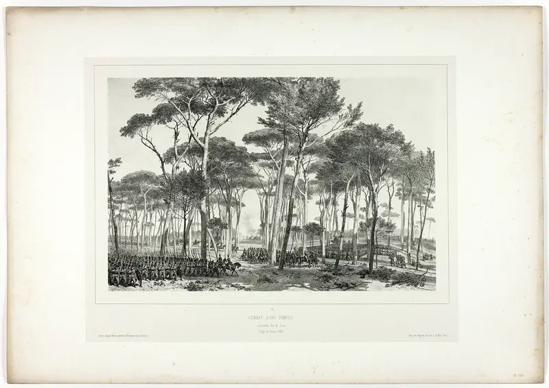 Combat in Pamfili, from Souvenirs d’Italie: Expédition de Rome