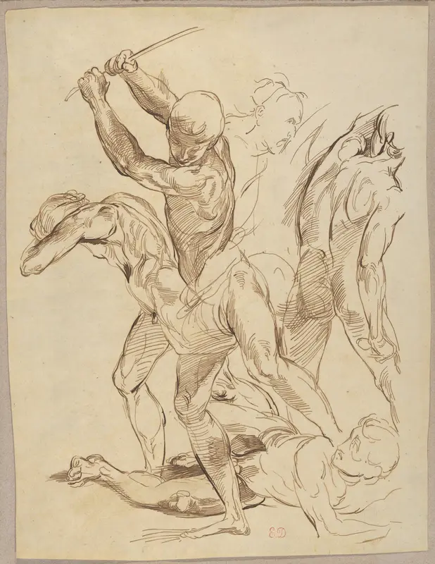 Combat of Nude Men, after Raphael Wall Art by Eugène Delacroix - High-Resolution Digital Print