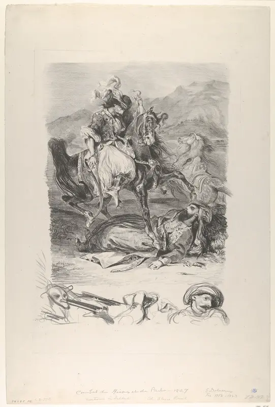 Combat of the Giaour and the Pasha Wall Art by Eugène Delacroix - High-Resolution Digital Print