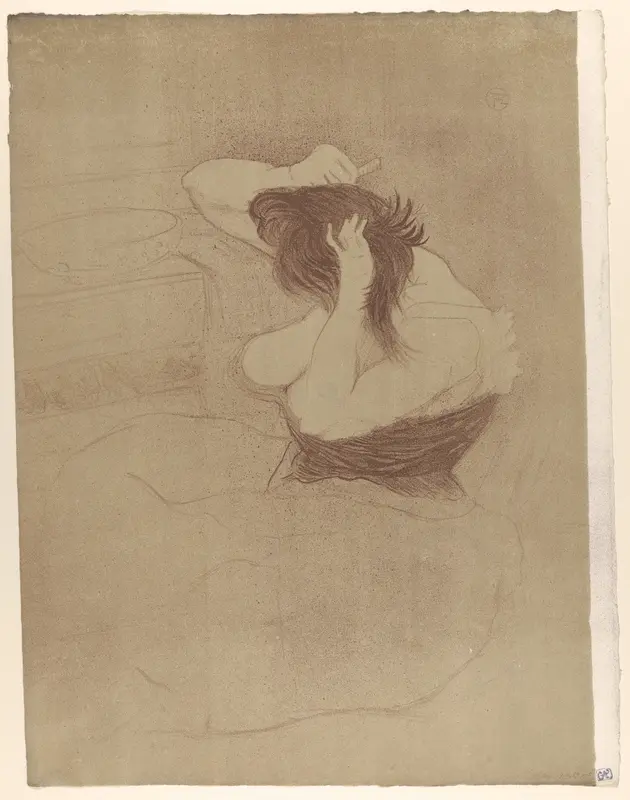 Combing Hair, from "Elles" Wall Art by Henri de Toulouse-Lautrec - High-Resolution Digital Print