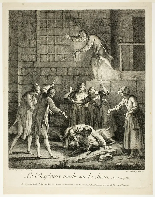 Comic Stories: The Plunderer Falls on the Goat Wall Art by Jean-Baptiste Oudry - High-Resolution Digital Print