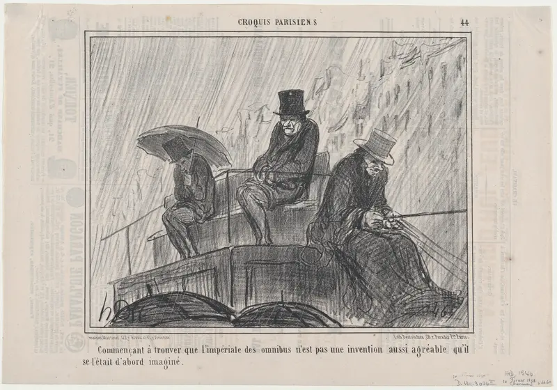 Commençant à trouver que l'imperiale des omnibus..., from Croquis Parisiens, published in "Le Charivari" Wall Art by Honoré Daumier - High-Resolution Digital Print