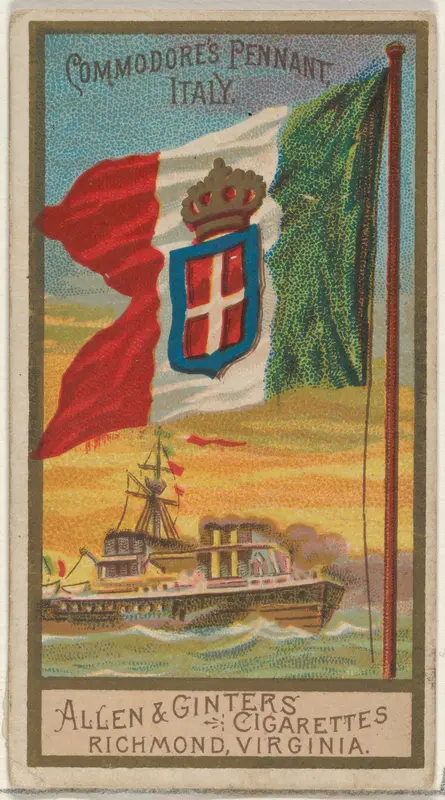 Commodore's Pennant, Italy, from the Naval Flags series (N17) for Allen & Ginter Cigarettes Brands Wall Art by Allen & Ginter - High-Resolution Digital Print