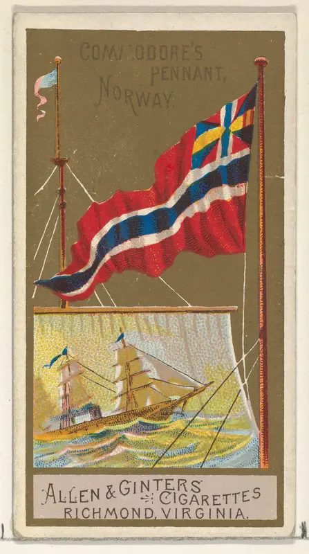 Commodore's Pennant, Norway, from the Naval Flags series (N17) for Allen & Ginter Cigarettes Brands Wall Art by Allen & Ginter - High-Resolution Digital Print