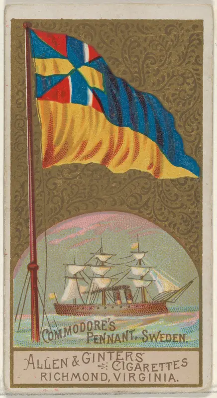 Commodore's Pennant, Sweden, from the Naval Flags series (N17) for Allen & Ginter Cigarettes Brands Wall Art by Allen & Ginter - High-Resolution Digital Print