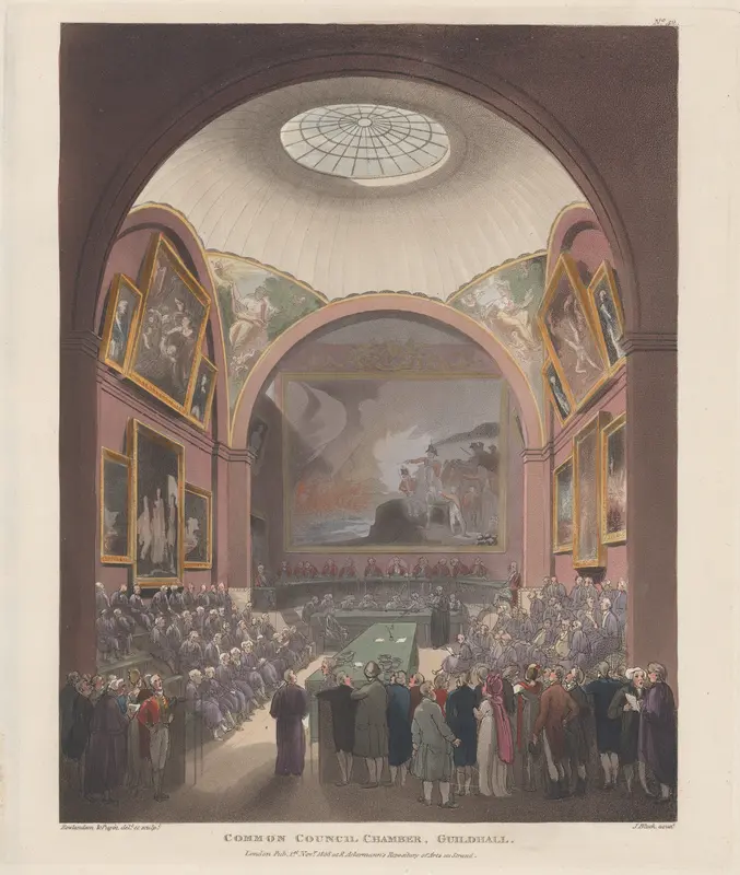 Common Council Chamber, Guildhall Wall Art by Thomas Rowlandson - High-Resolution Digital Print