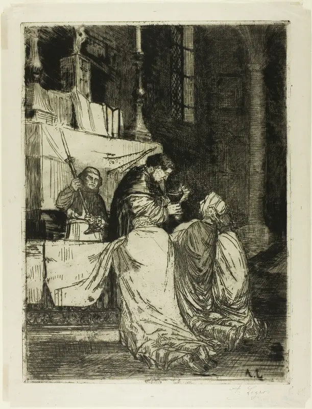Communion in the Church of St. Médard Wall Art by Alphonse Legros - High-Resolution Digital Print