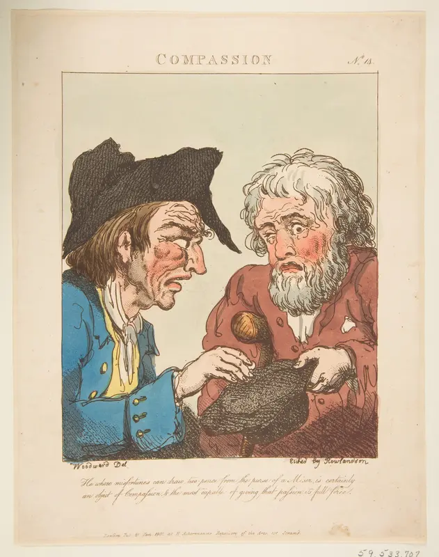 Compassion (Le Brun Travested, or Caricatures of the Passions) Wall Art by Thomas Rowlandson - High-Resolution Digital Print