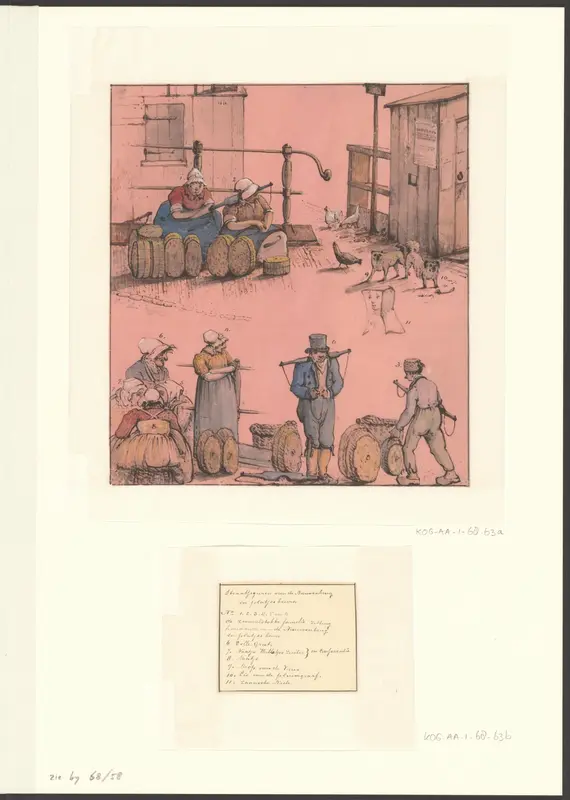 Compositie met Amsterdamse straatfiguren van de Nieuwenbrug en de Platjesbeurs Wall Art by Christiaan Andriessen - High-Resolution Digital Print