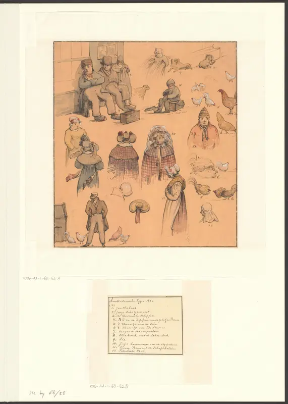 Compositie met Amsterdamse volkstypen rond 1830 Wall Art by Christiaan Andriessen - High-Resolution Digital Print