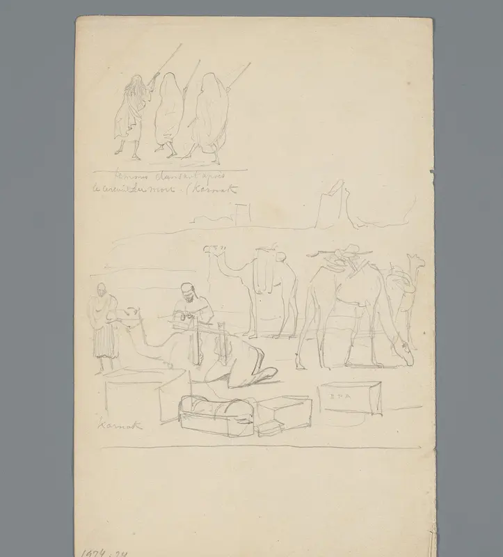 Compositie met drie dansende vrouwen en lastkamelen Wall Art by Willem de Famars Testas - High-Resolution Digital Print