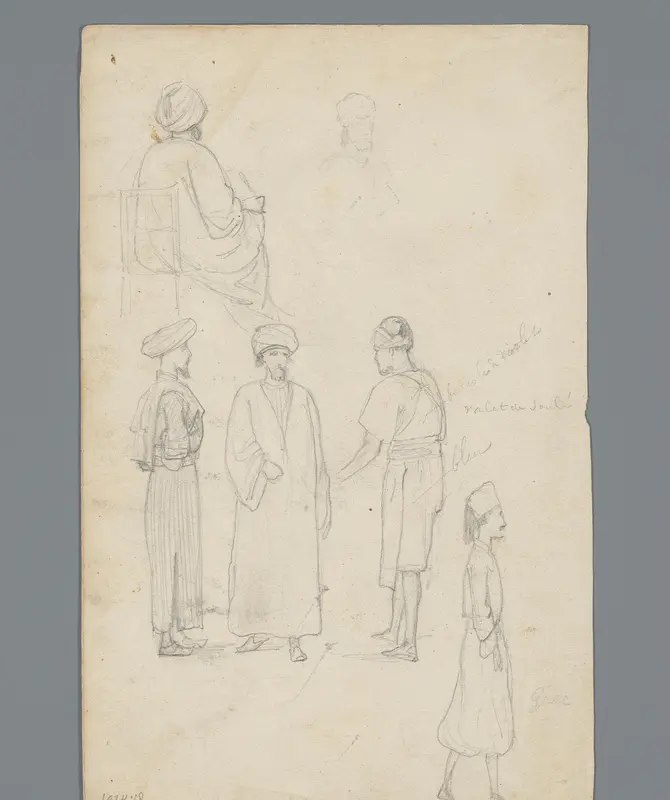 Compositie met een zittende figuur, drie staande figuren en een lopende figuur Wall Art by Willem de Famars Testas - High-Resolution Digital Print