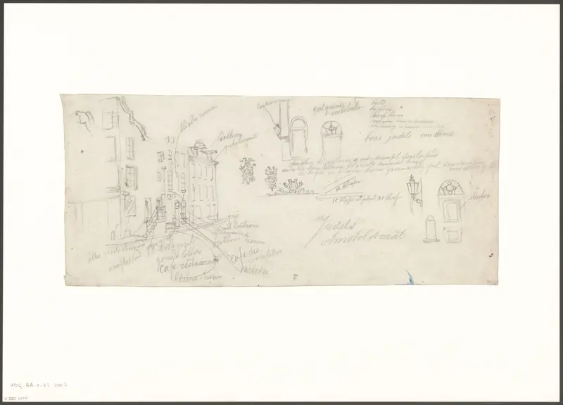 Compositie met exterieur van het Grand Théâtre des Variétés aan de Amstelstraat Wall Art by Johan George Lodewijk Rieke - High-Resolution Digital Print