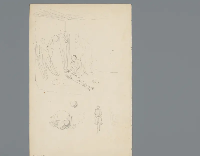 Compositie met figuren in een vertrek met mummies Wall Art by Willem de Famars Testas - High-Resolution Digital Print