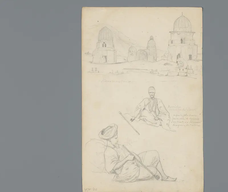 Compositie met gebouwen en rokende Egyptenaren Wall Art by Willem de Famars Testas - High-Resolution Digital Print