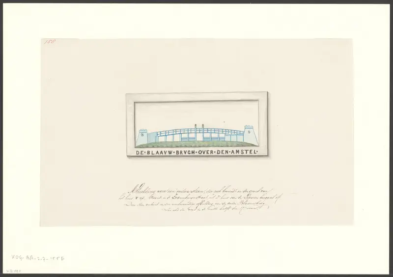 Compositie met gevelsteen 'De Blaauwe brugh over den Amstel' Wall Art by anonymous - High-Resolution Digital Print