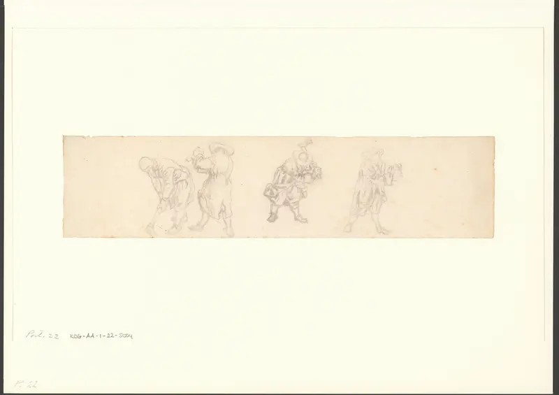 Compositie met vier brandweermannen met bijlen Wall Art by Jan van der Heyden - High-Resolution Digital Print