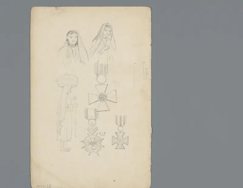 Compositie met vrouwen en de militaire Willemsorde Wall Art by Willem de Famars Testas - High-Resolution Digital Print