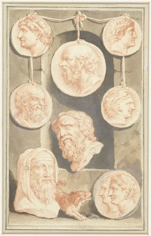 Compositie van portretmedaillons Wall Art by Jacob Houbraken - High-Resolution Digital Print