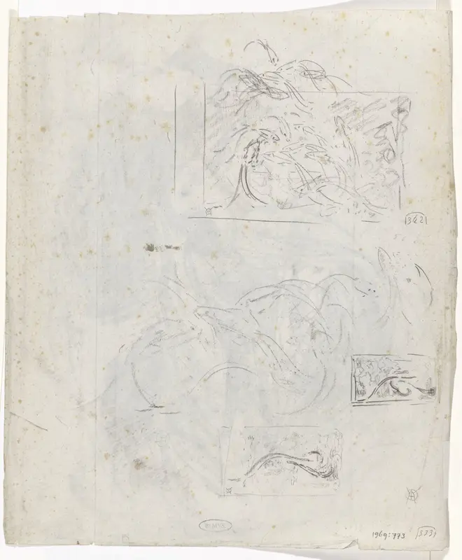 Compositiestudies van vissen in een aquarium Wall Art by Gerrit Willem Dijsselhof - High-Resolution Digital Print