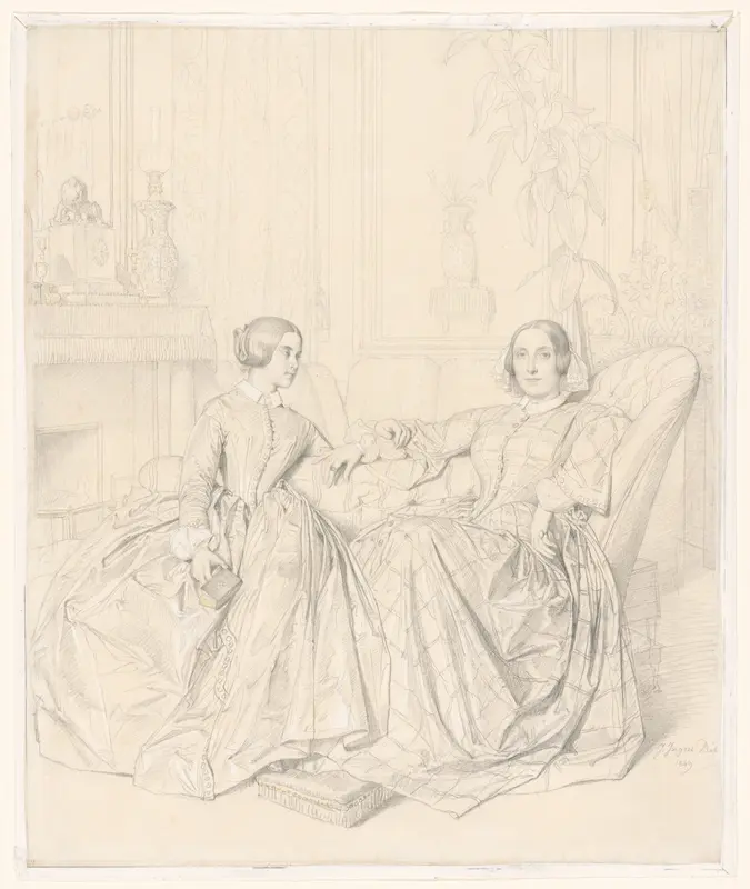 Comtesse Charles d’Agoult (born Marie de Flavigny) and Her Daughter Claire d’Agoult Wall Art by Jean Auguste Dominique Ingres - High-Resolution Digital Print