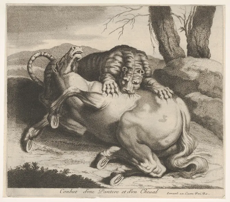 Conbat d'une Pantere et d'un Cheval Wall Art by Charles Errard le fils - High-Resolution Digital Print