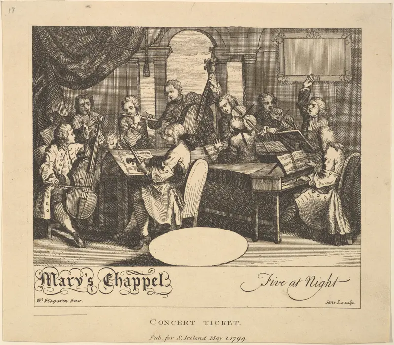 Concert Ticket - Mary's Chappel, Five at Night Wall Art by Jane Ireland - High-Resolution Digital Print