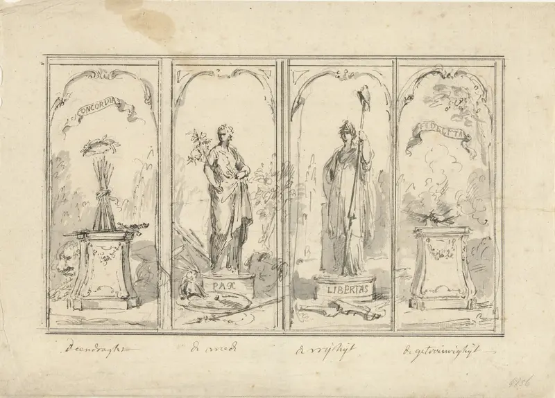 Concordia, Pax, Libertas en Fidelitas Wall Art by Unknown - High-Resolution Digital Print