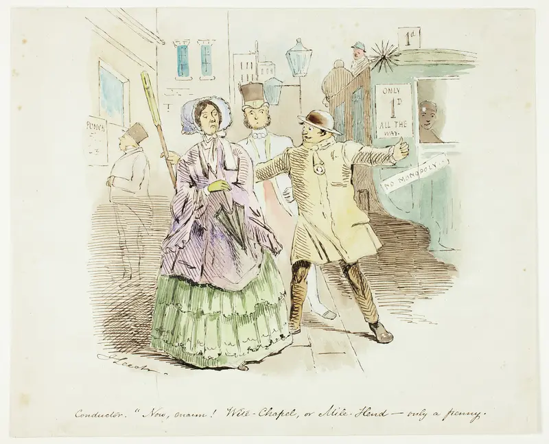 Conducter, 'Now Marm! Wait-Chapel or Mile Hend-only a Wall Art by John Leech - High-Resolution Digital Print
