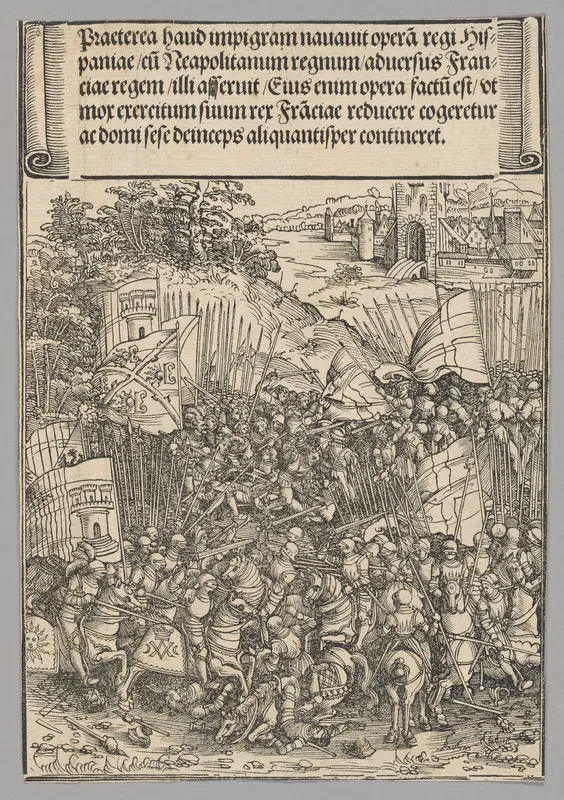 Conquest of Naples, plate 17 from Historical Scenes from the Life of Emperor Maximilian I from the Triumphal Arch Wall Art by Wolf Traut - High-Resolution Digital Print
