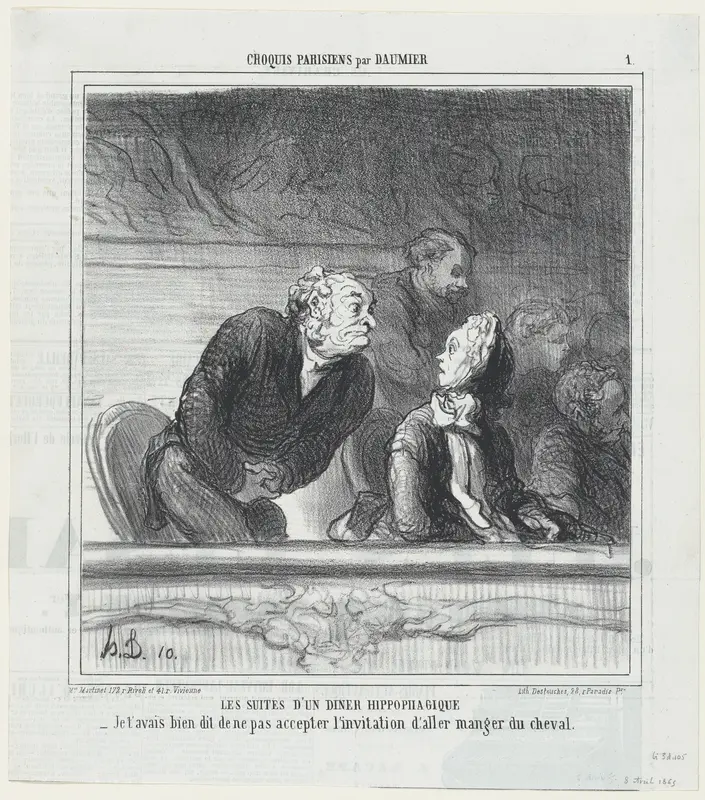 Consequences of a horsemeat dinner, from 'Parisian sketches,' published in Le Charivari, April 8, 1865 Wall Art by Honoré Daumier - High-Resolution Digital Print