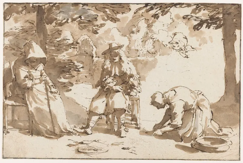 Constantijn Huygens II in the Garden of Hofwijk Manor Wall Art by Jan de Bisschop - High-Resolution Digital Print