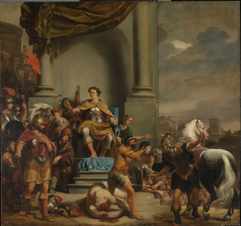 Consul Titus Manlius Torquatus laat zijn zoon onthoofden Wall Art by Ferdinand Bol - High-Resolution Digital Print