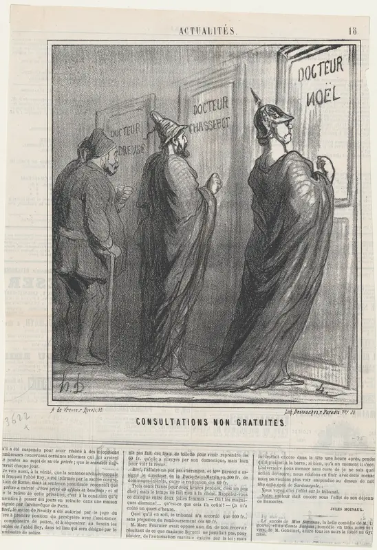Consultations that are not free of charge, from 'News of the day,' published in Le Charivari, February 3, 1868 Wall Art by Honoré Daumier - High-Resolution Digital Print