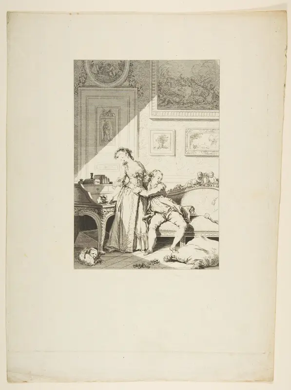 Contes et nouvelles en vers: A Femme avare galant Escroc, from "Les Contes de la Fontaine" Wall Art by Jacques Aliamet - High-Resolution Digital Print
