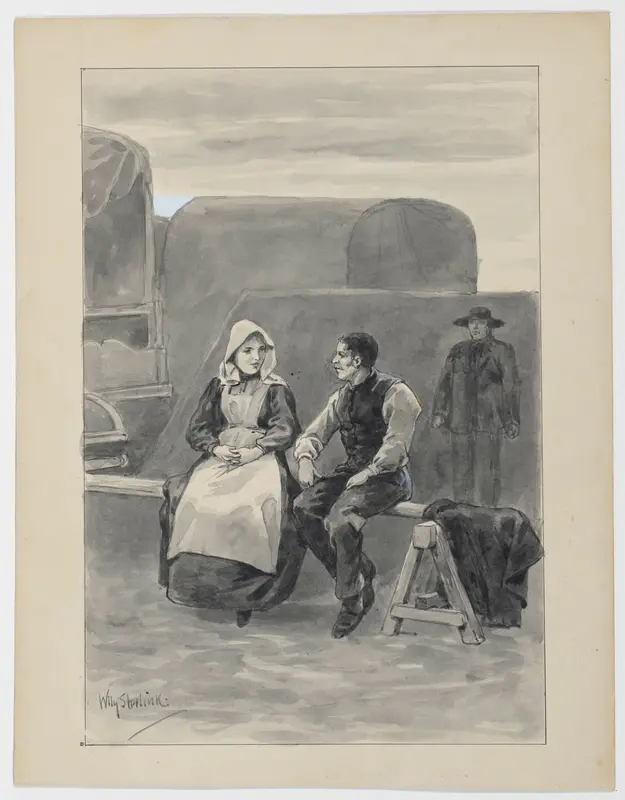Conversatie tussen man en vrouw Wall Art by Willem Steelink (I) - High-Resolution Digital Print