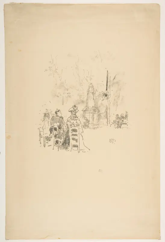 Conversations under the Statue, Luxembourg Gardens Wall Art by James McNeill Whistler - High-Resolution Digital Print