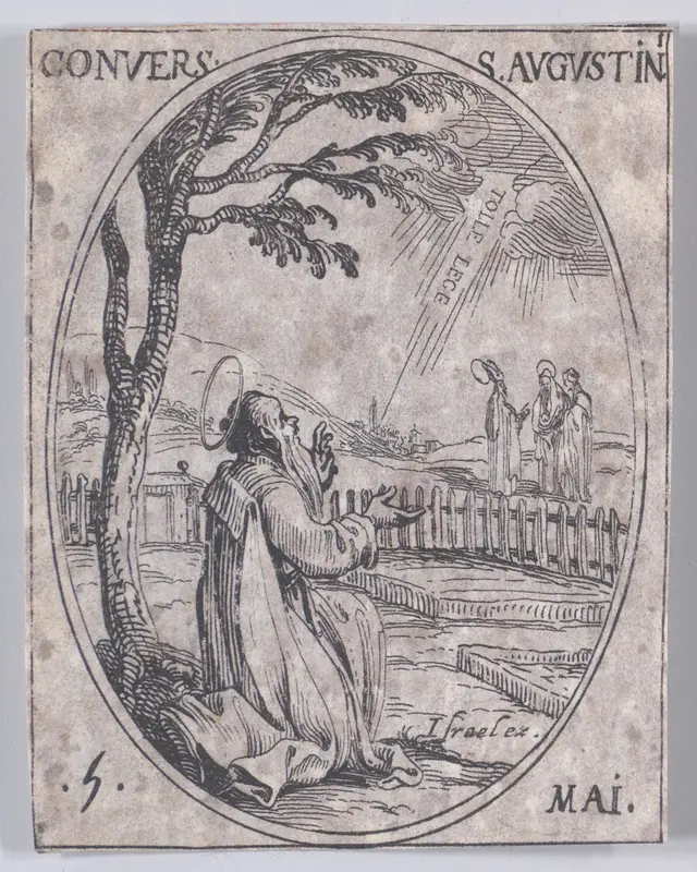 Conversion de S. Augustin (Conversion of St. Augustine), May 5th, from "Les Images De Tous Les Saincts et Saintes de L'Année" (Images of All of the Saints and Religious Events of the Year) Wall Art by Jacques Callot - High-Resolution Digital Print