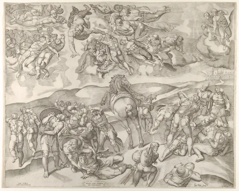 Conversion of Saul, from Michelangelo's fresco in the Pauline Chapel at the Vatican Wall Art by Nicolas Beatrizet - High-Resolution Digital Print