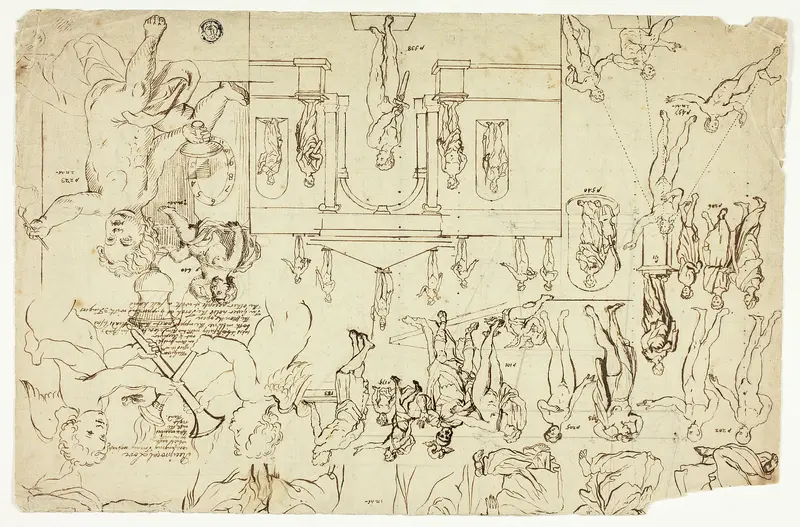 Copies after Illustrations of Statues and Paintings (recto); Measurements for a Man's Skeleton (verso) Wall Art by Gerard de Lairesse - High-Resolution Digital Print