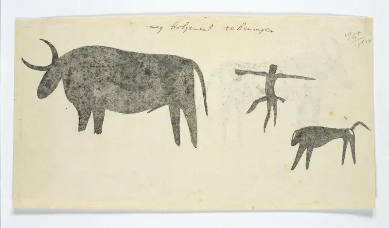 Copies after San rock-paintings of an ox, a baboon, and a man Wall Art by Robert Jacob Gordon - High-Resolution Digital Print