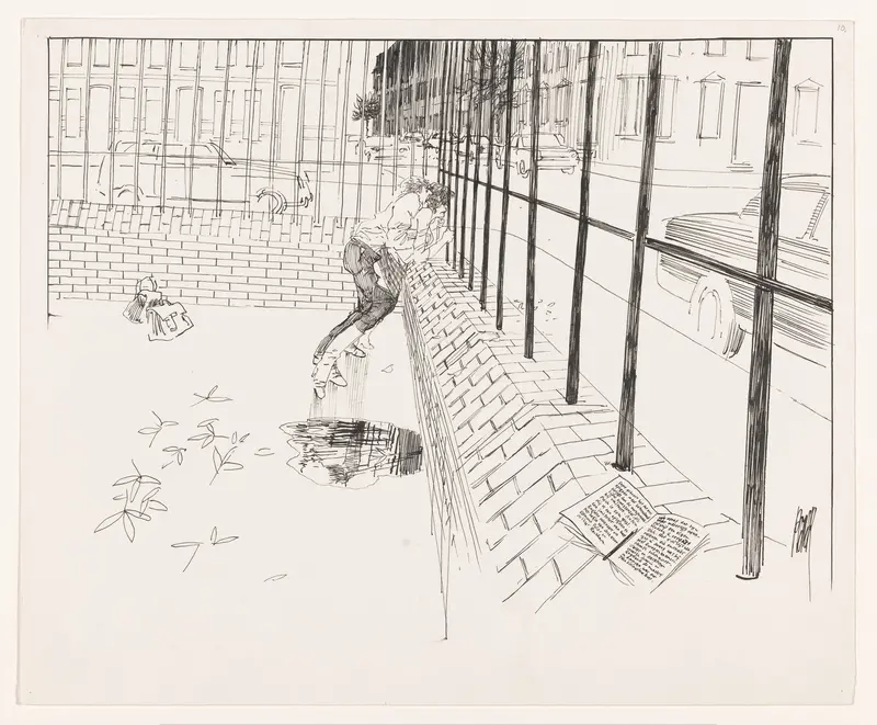 Copulerend paar op schoolplein Wall Art by Unknown - High-Resolution Digital Print