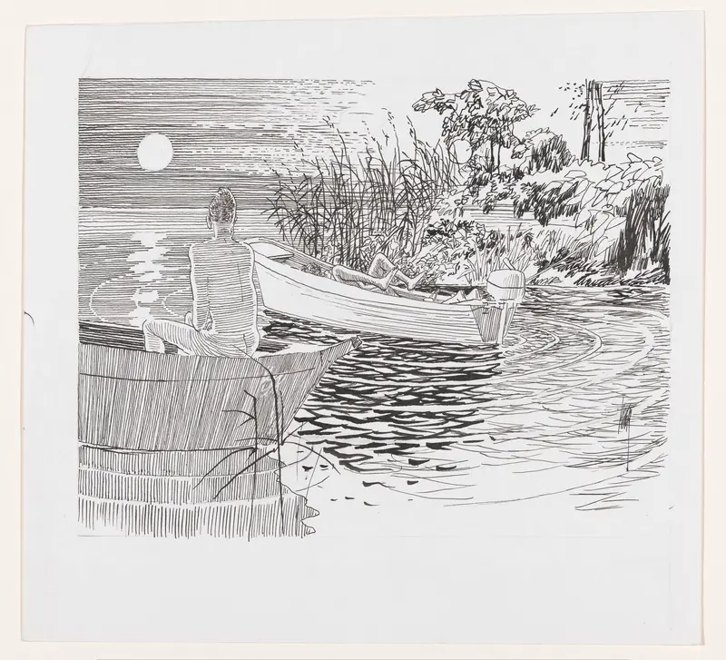 Copulerend stel in boot Wall Art by Unknown - High-Resolution Digital Print