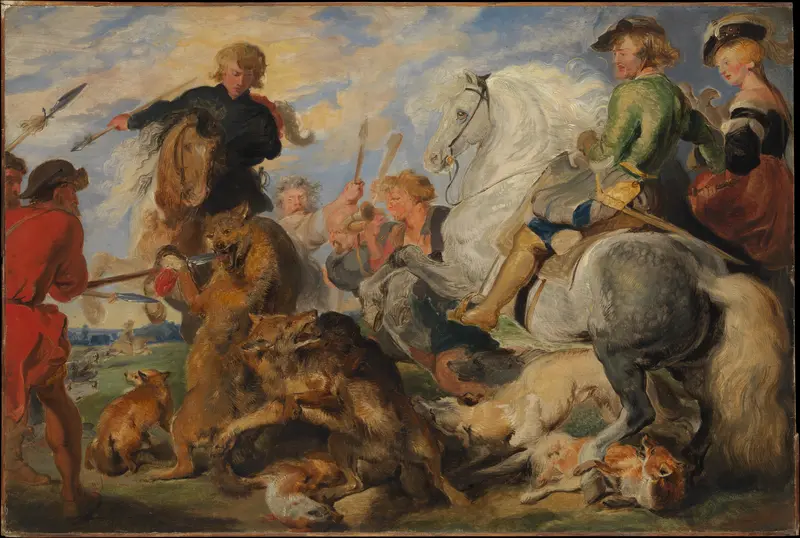 Copy after Rubens's "Wolf and Fox Hunt" Wall Art by Sir Edwin Henry Landseer - High-Resolution Digital Print