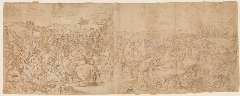 Copy after the Fresco with the Battle of Constantine in the Vatican Palace Wall Art by Giulio Romano - High-Resolution Digital Print