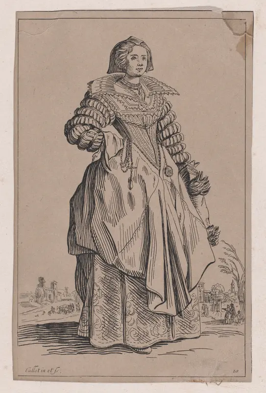 Copy of La Dame a la Grande Collerette et a la Coiffe Retombant en Arrière (The Lady with the Large Collar and a Headdress that Falls to the Back), from "La Noblesse" (The Nobility) Wall Art by Anonymous - High-Resolution Digital Print