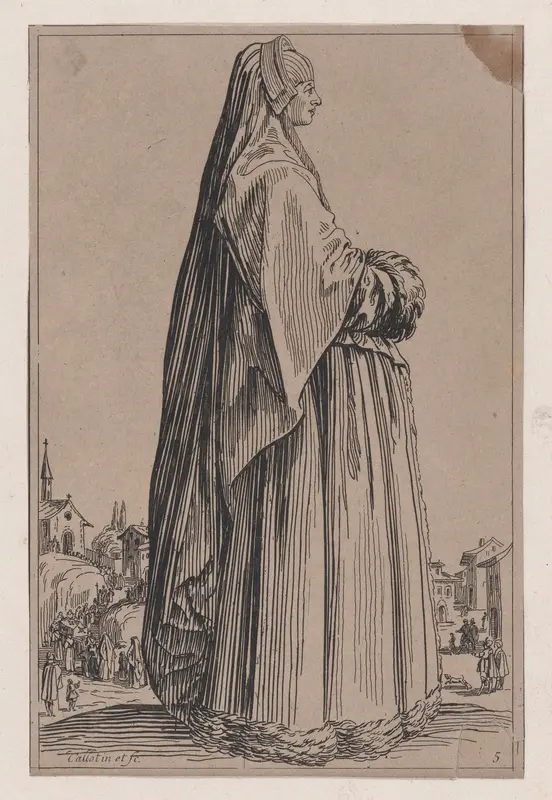 Copy of La Dame Coiffée d'un Grand Voile et a la Robe Bordée de Fourrures (The Lady Wearing a Long Veil and a Fur-Lined Robe), from "La Noblesse" (The Nobility) Wall Art by Anonymous - High-Resolution Digital Print