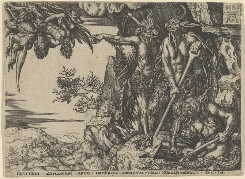 Copy of The Rich Man Transported to Hell, from "The Parable of the Rich Man and Lazarus" Wall Art by Heinrich Aldegrever - High-Resolution Digital Print