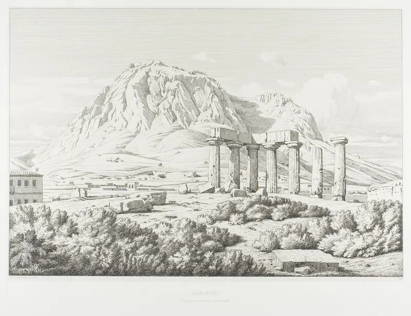 Corinth: Temple of Neptune and the Acrocorinth Wall Art by Théodore Caruelle d' Aligny - High-Resolution Digital Print