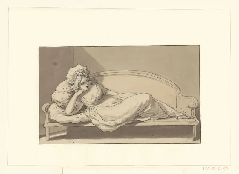 Cornelia Aletta Hulst van ligt op de bank Wall Art by Christiaan Andriessen - High-Resolution Digital Print